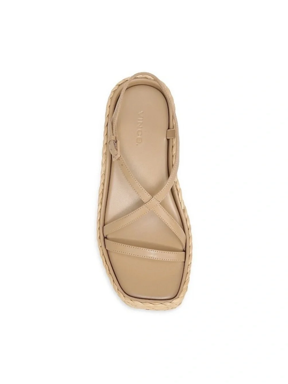 Vince leather platform wedges raffia sandals